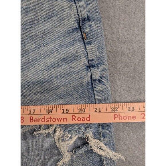 American Eagle Jeans Womens Size 12 Blue Destressed Curvy 90s Straight Whiskers - Picture 7 of 16